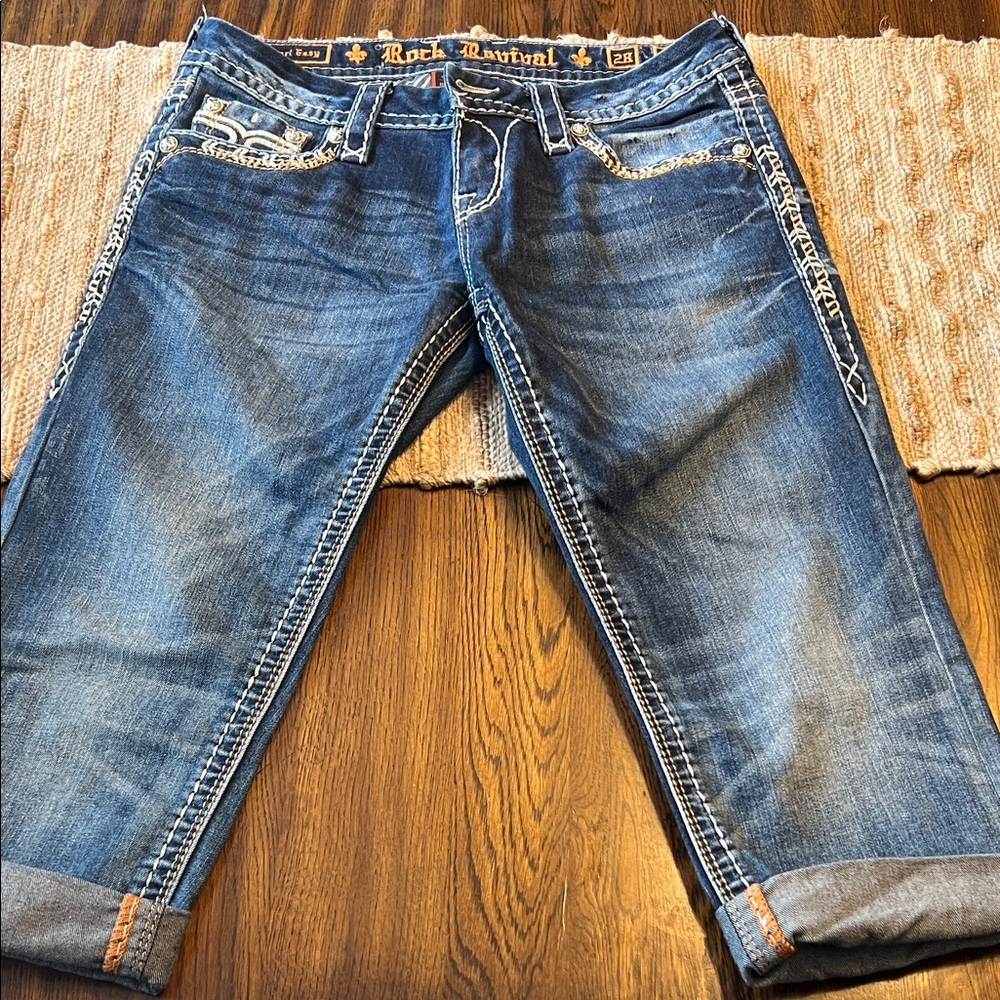 Rock Revival Women's Dark Blue Cropped Jeans